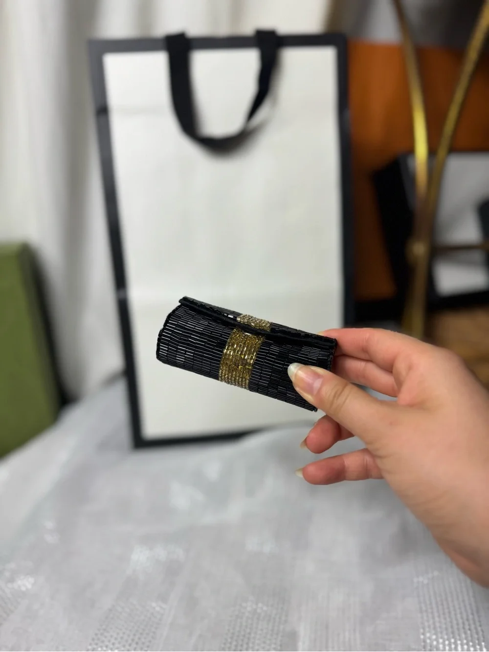 Vintage Lancôme Le Lipstique Lipstick Case Holder Mirror Beaded